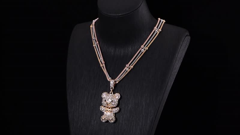 White and Black Austrian Crystal Pendant With Necklace 22.50 Inch in Tricolor Iron