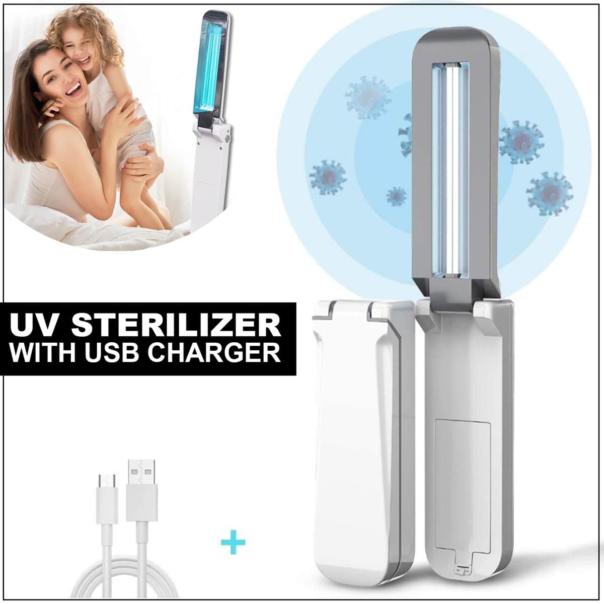 Handheld Folding UV Sterilizer with USB Charger (4xAAA Not Included) image number 1
