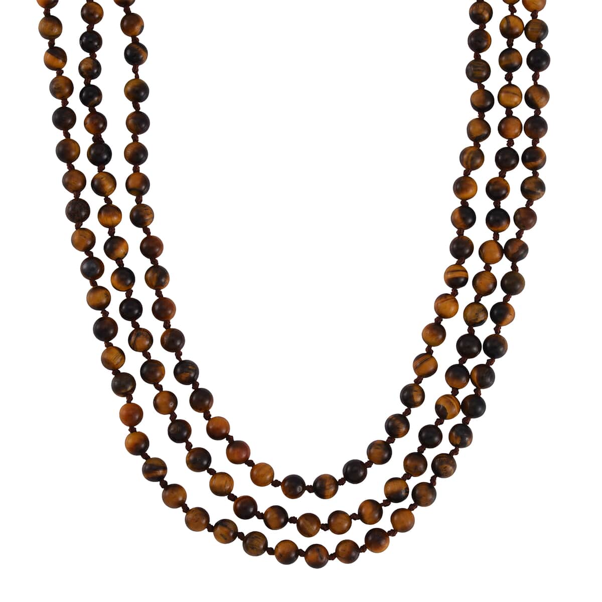 Tigers Eye Beaded Endless Necklace 60 Inches 384.50 ctw image number 0