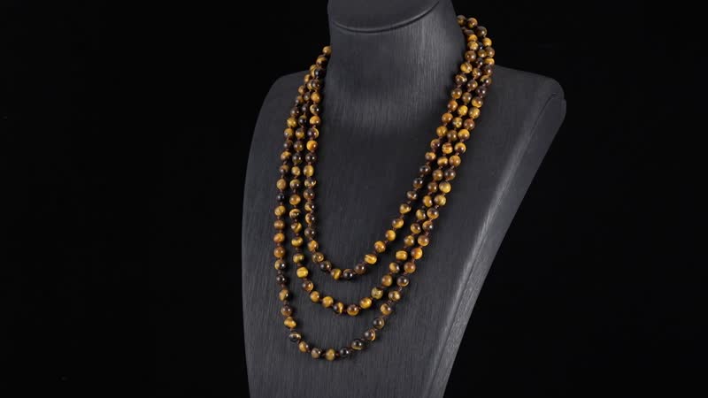 Tigers Eye Beaded Endless Necklace (60 Inches) 384.50 ctw