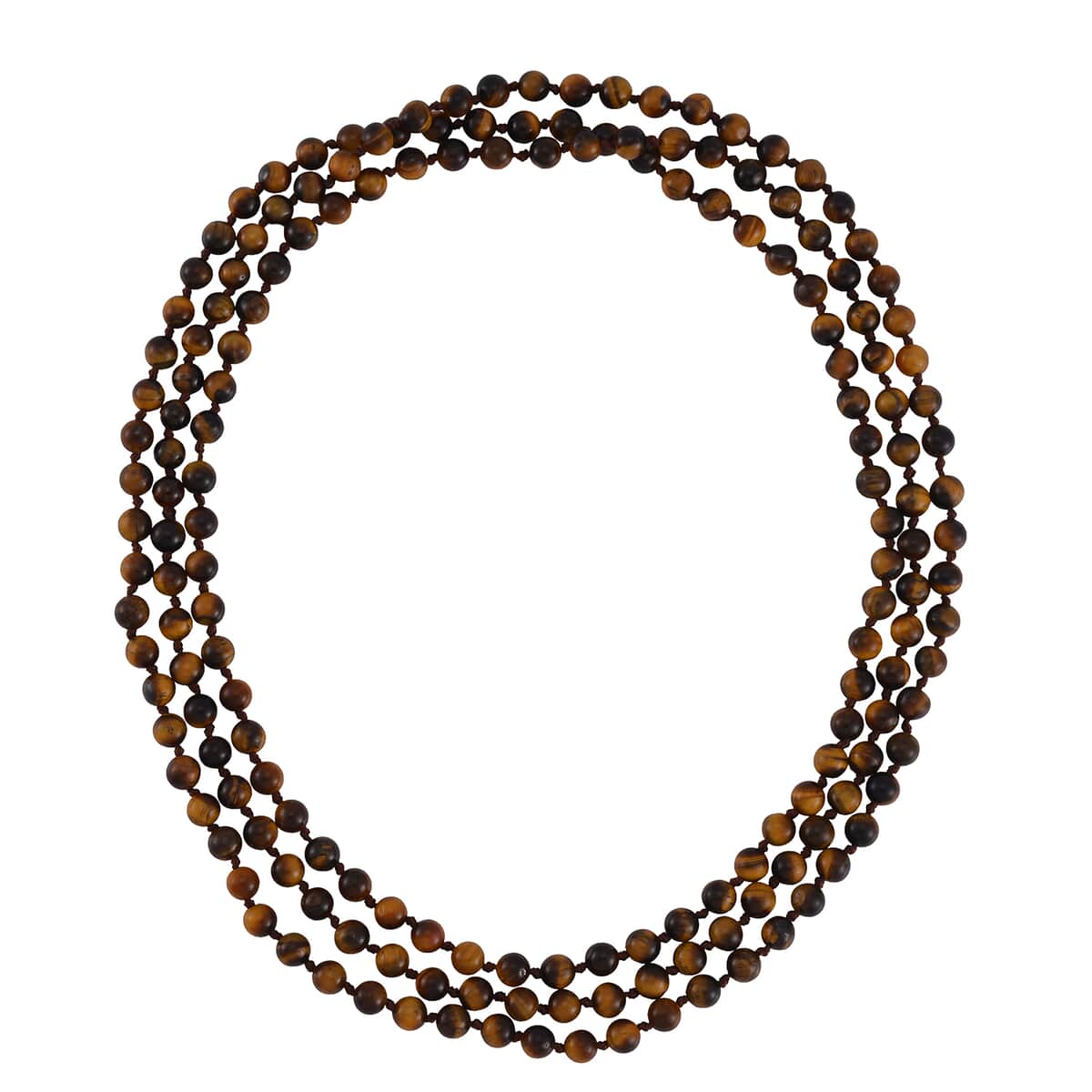 Tigers Eye Beaded Endless Necklace 60 Inches 384.50 ctw image number 2