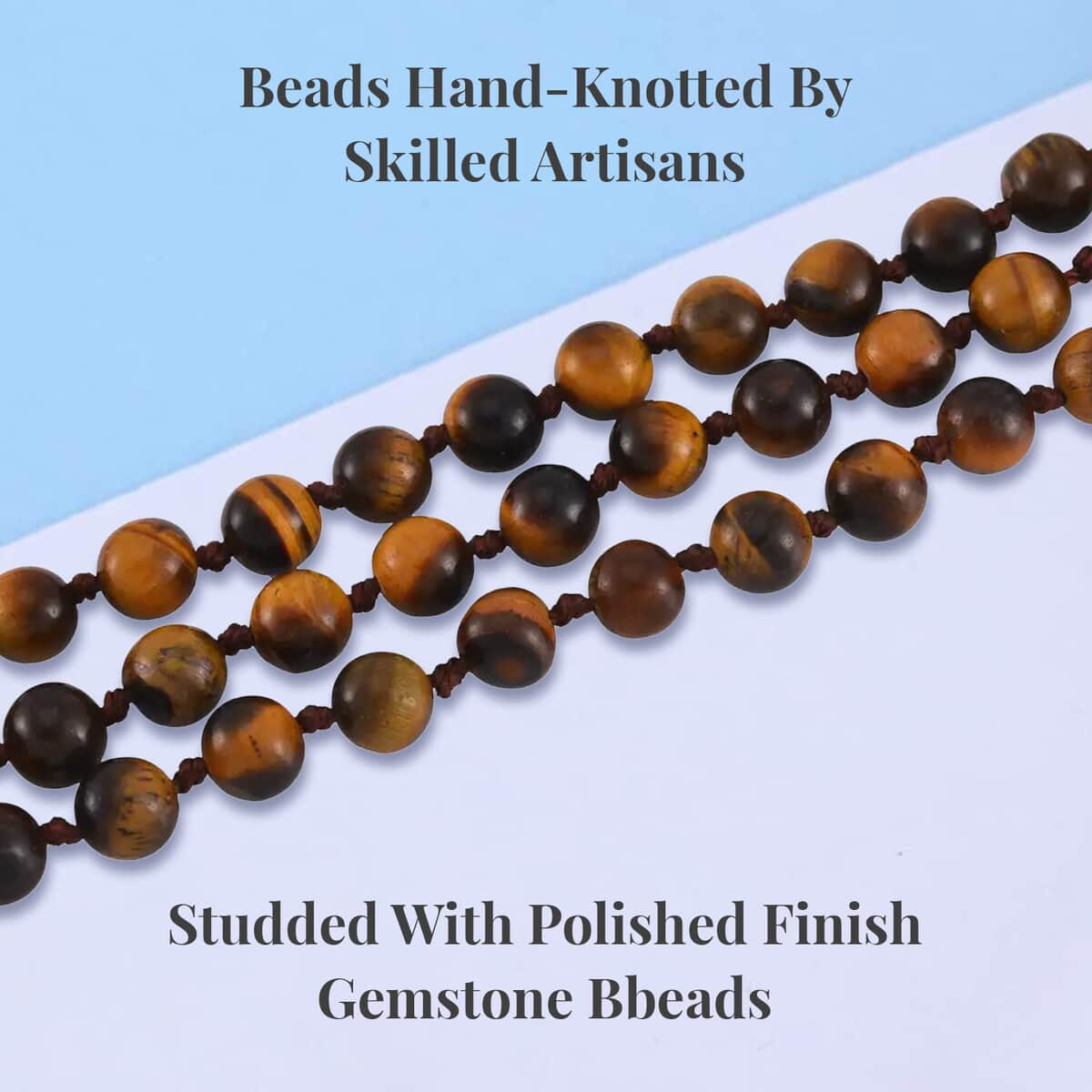 Tigers Eye Beaded Endless Necklace 60 Inches 384.50 ctw image number 3