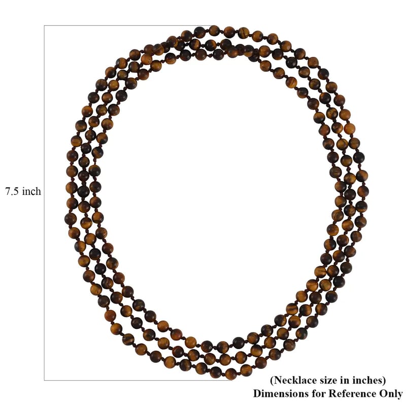 Tigers Eye Beaded Endless Necklace 60 Inches 384.50 ctw