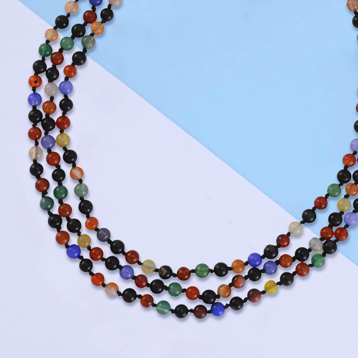 Multi Gemstone Beaded Endless Necklace 60 Inches 377.00 ctw image number 1