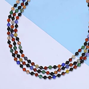 Multi Gemstone Beaded Endless Necklace 60 Inches 377.00 ctw