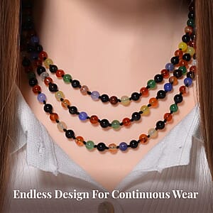 Multi Gemstone Beaded Endless Necklace 60 Inches 377.00 ctw