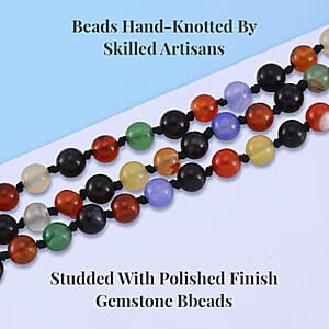 Multi Gemstone Beaded Endless Necklace 60 Inches 377.00 ctw