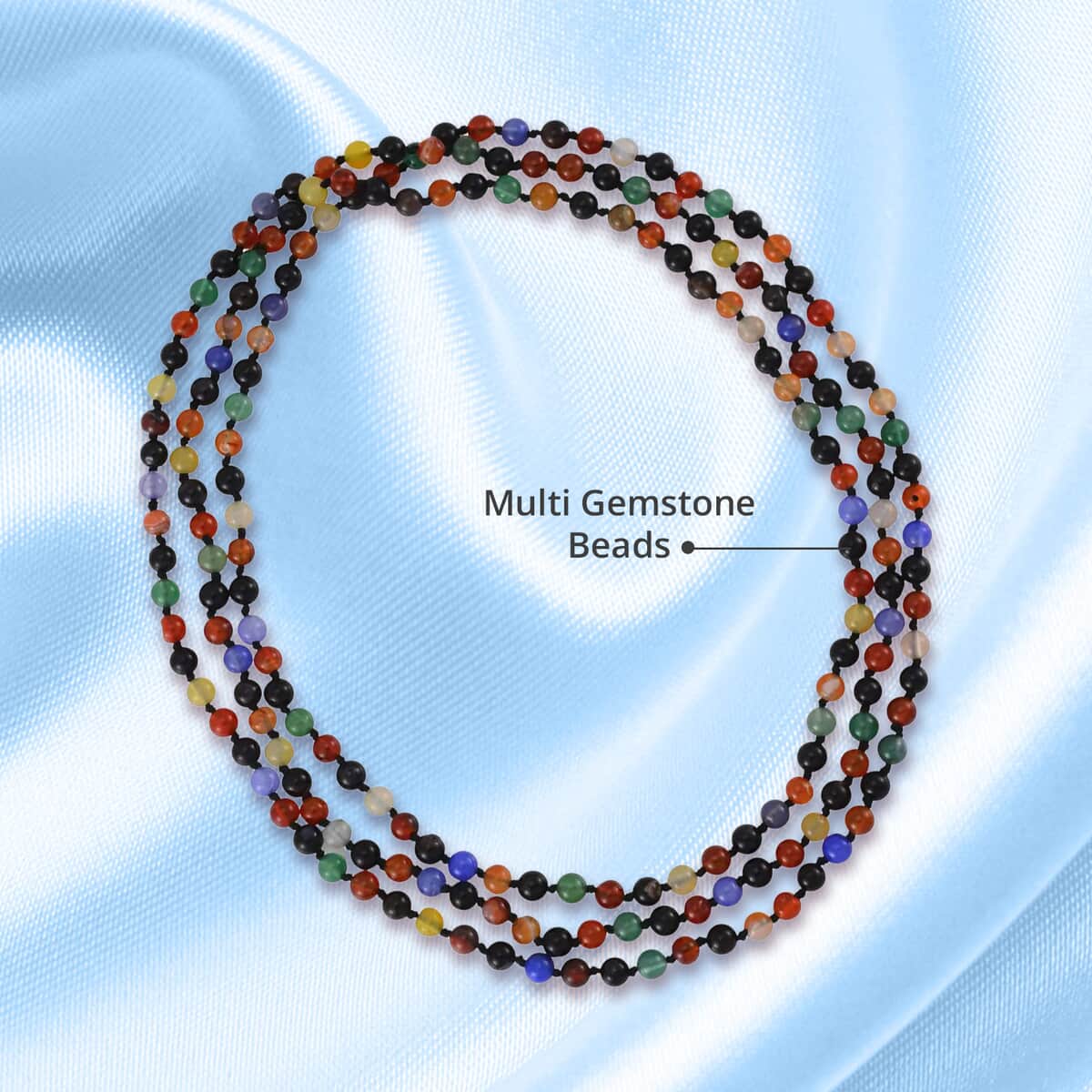 Multi Gemstone Beaded Endless Necklace 60 Inches 377.00 ctw image number 4