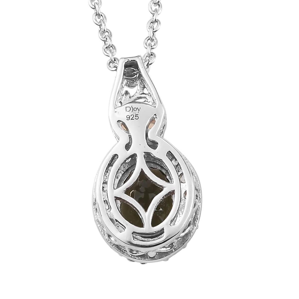 Bohemian Moldavite and Multi Gemstone Pendant Necklace 20 Inches in Platinum Over Sterling Silver 2.25 ctw image number 4
