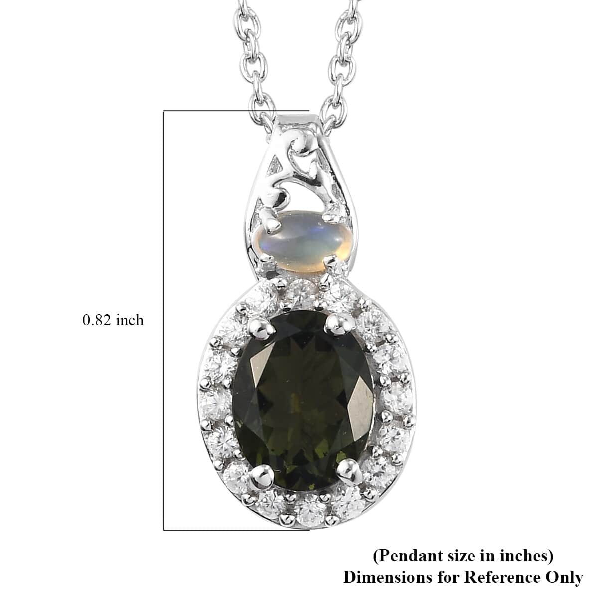 Bohemian Moldavite and Multi Gemstone Pendant Necklace 20 Inches in Platinum Over Sterling Silver 2.25 ctw image number 5