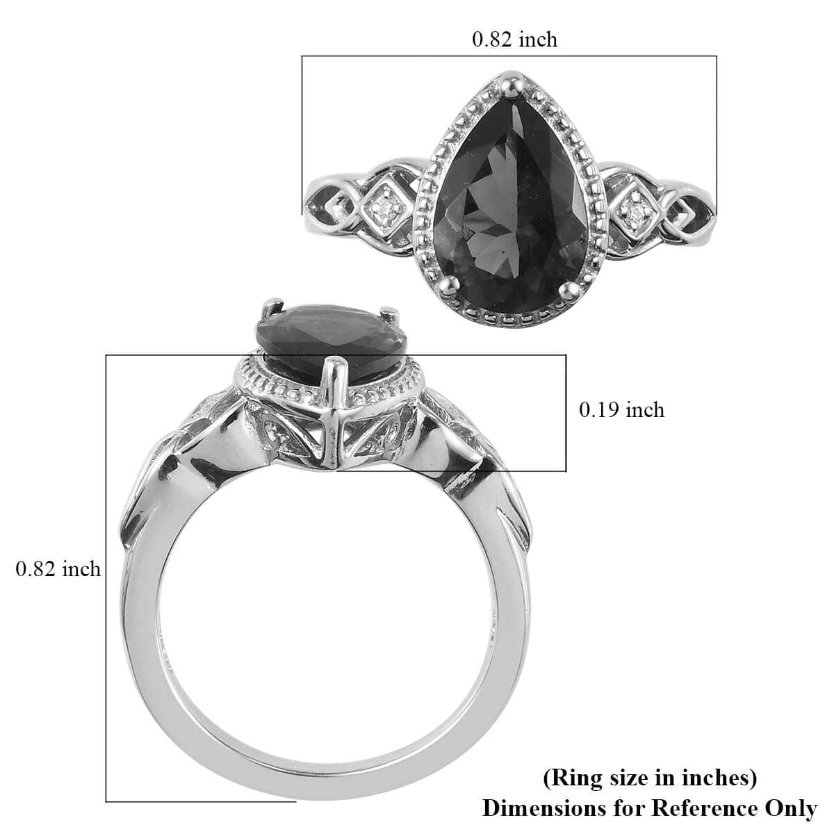 Premium Bohemian Moldavite and White Zircon Ring in Platinum Over Sterling Silver (Size 10.0) 1.65 ctw image number 5