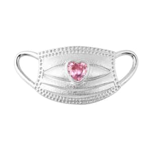 Simulated Pink Diamond Mask Pendant Charm in Sterling Silver