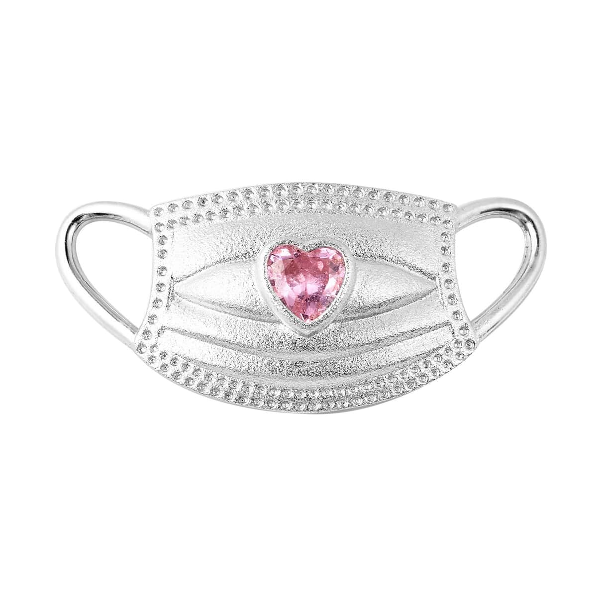 Simulated Pink Diamond Mask Pendant Charm in Sterling Silver image number 0