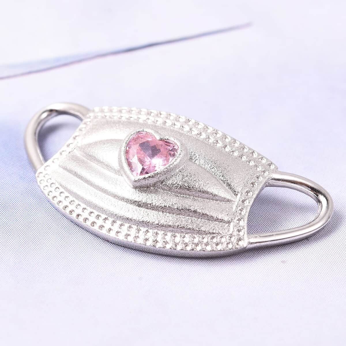Simulated Pink Diamond Mask Pendant Charm in Sterling Silver image number 1
