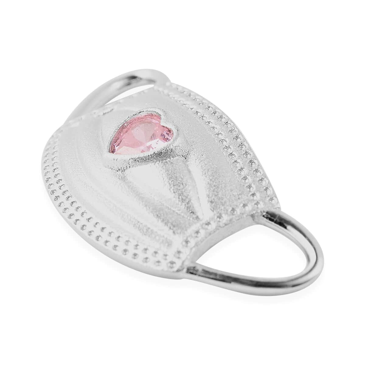 Simulated Pink Diamond Mask Pendant Charm in Sterling Silver image number 2