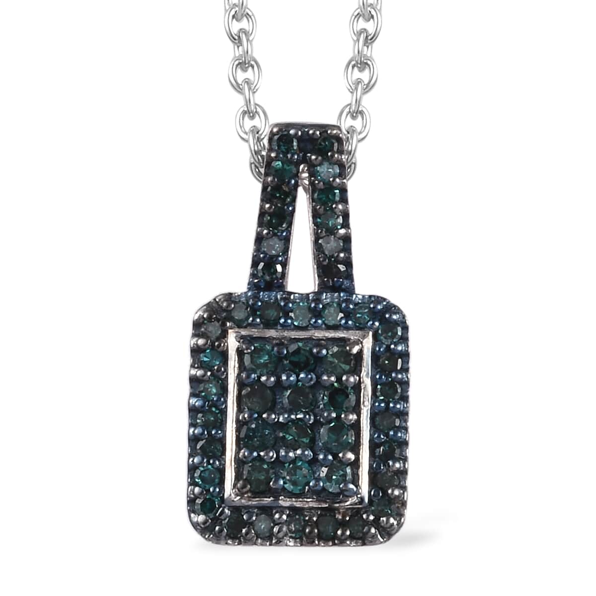 Blue Diamond Cluster Pendant Necklace 20 Inches in Blue Rhodium and Platinum Over Sterling Silver 0.35 ctw image number 0