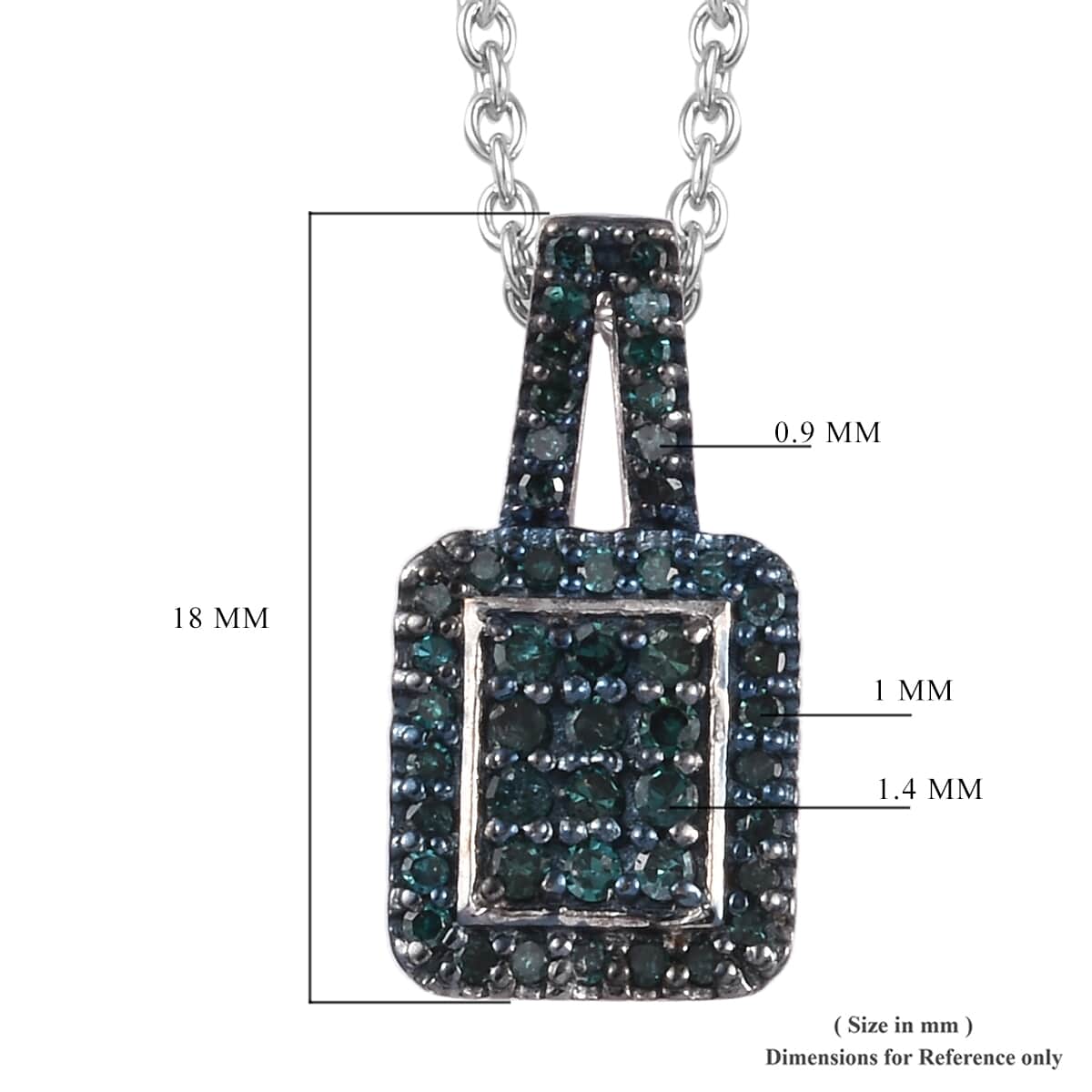 Blue Diamond Cluster Pendant Necklace 20 Inches in Blue Rhodium and Platinum Over Sterling Silver 0.35 ctw image number 5