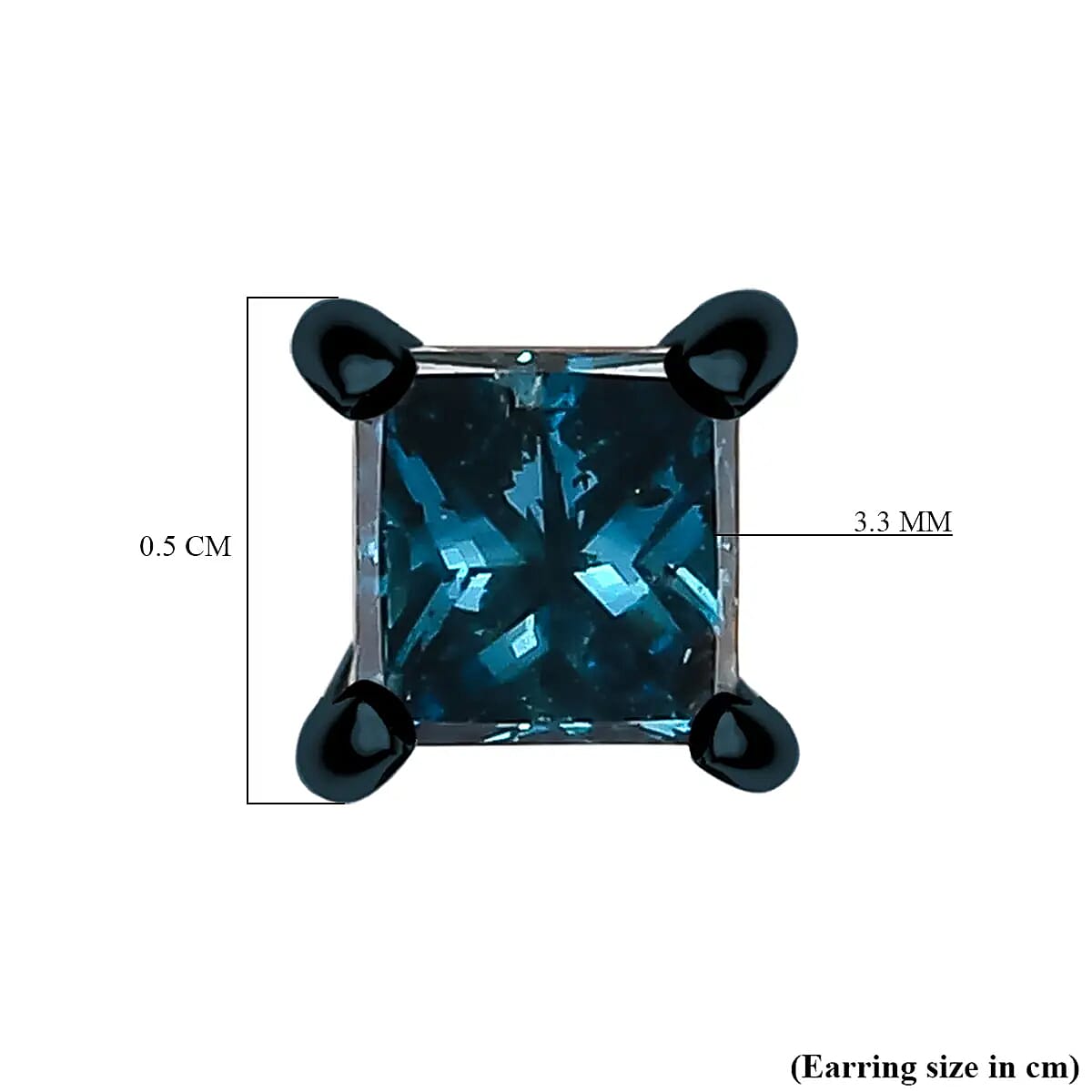 Blue Diamond Stud Earrings, Rhodium and Platinum Over Sterling Silver Earrings, Diamond Earrings, Diamond Gifts 0.50 ctw
