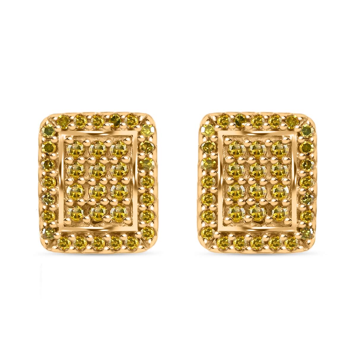 Yellow Diamond Stud Earrings in Yellow Rhodium and Vermeil Yellow Gold Over Sterling Silver 0.50 ctw image number 0