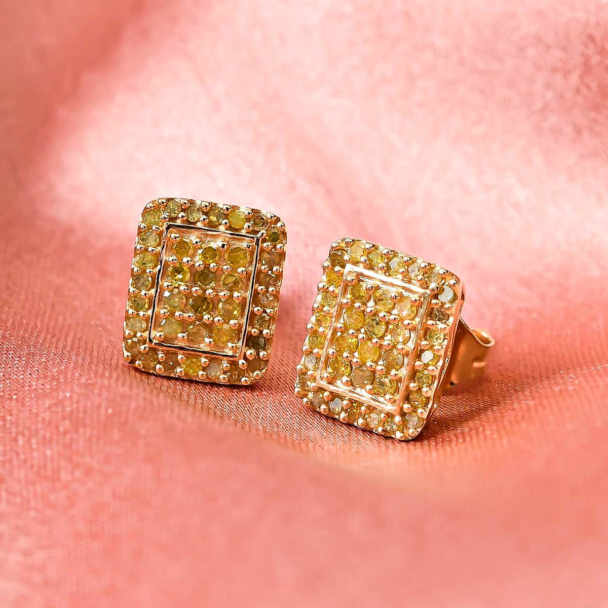 Yellow Diamond Stud Earrings in Yellow Rhodium and Vermeil Yellow Gold Over Sterling Silver 0.50 ctw image number 1