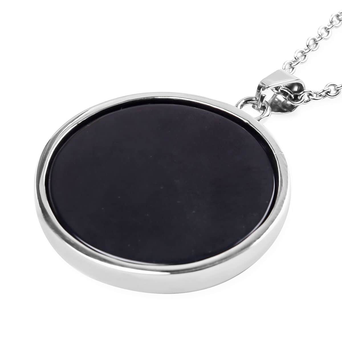 Enhanced Black Agate Necklace in Black Oxidized Stainless Steel, Dragonfly Pendant, Silver Jewelry For Women 50.00 ctw  (20 Inches) image number 4