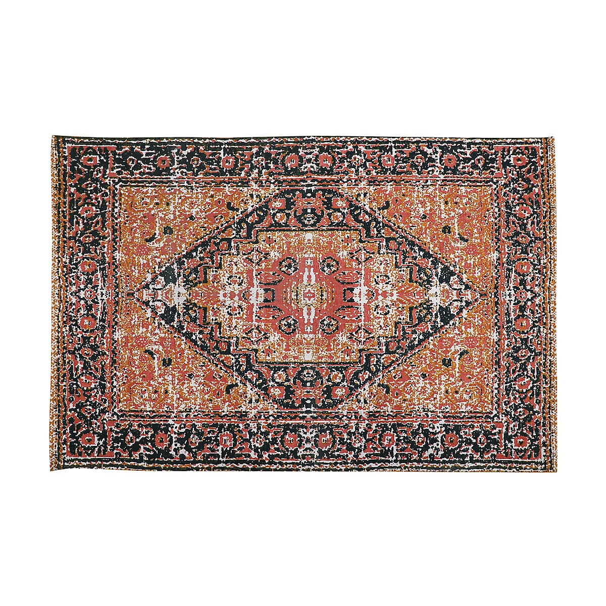 Handwoven Cotton Burnt Orange Splash Pattern Area Rug image number 1