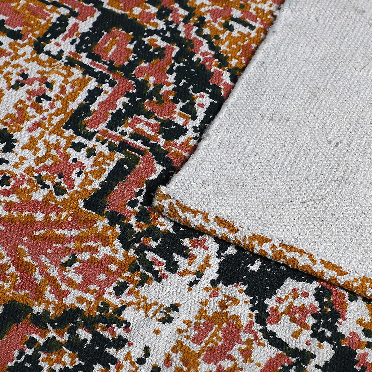 Handwoven Cotton Burnt Orange Splash Pattern Area Rug image number 2