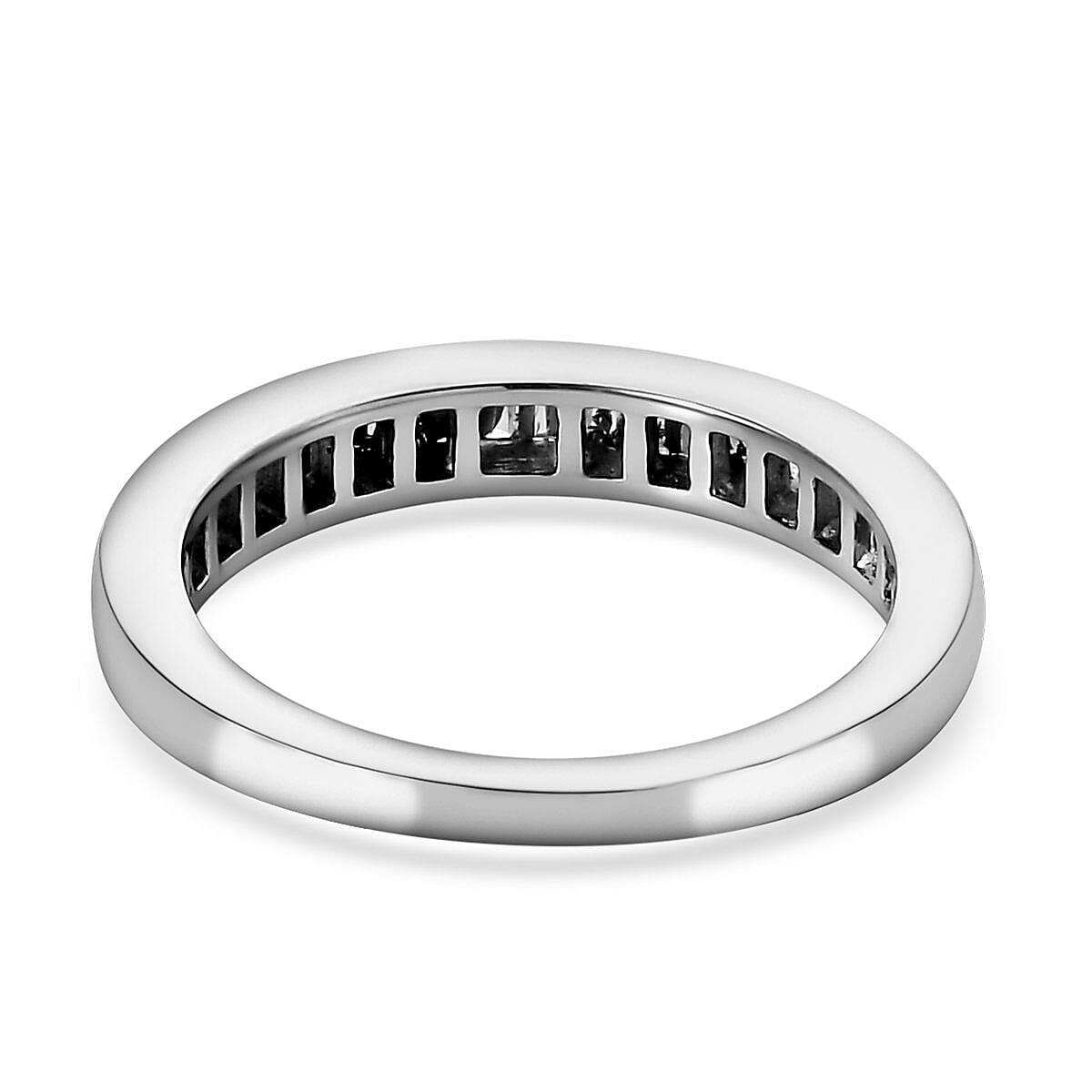 Diamond Half Eternity Band Ring in Platinum Over Sterling Silver (Size 10.0) 0.33 ctw