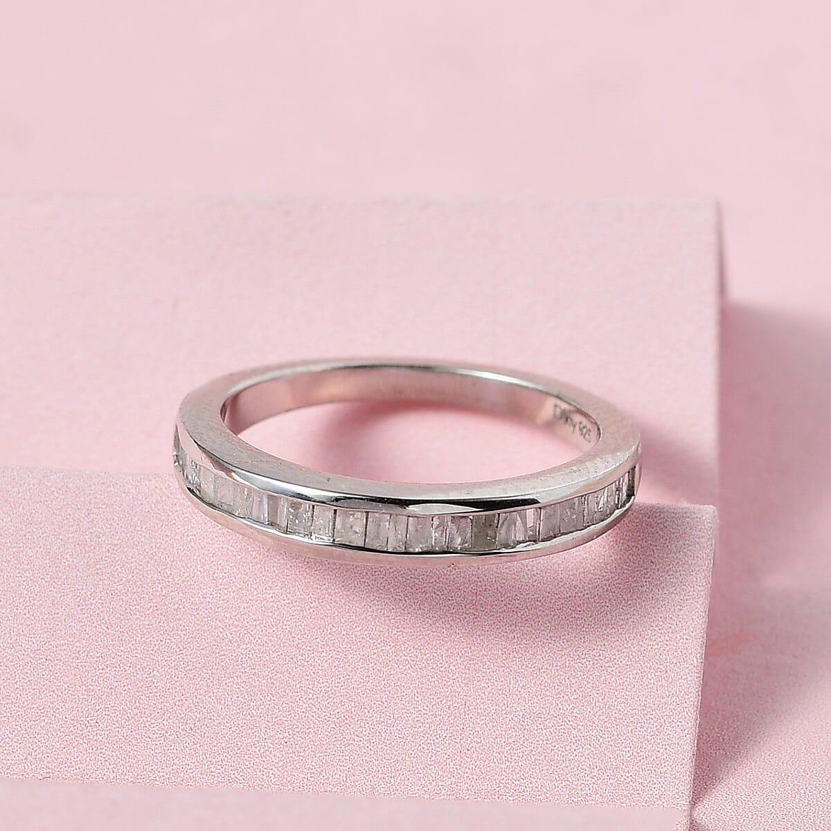 Diamond Half Eternity Band Ring in Platinum Over Sterling Silver (Size 10.0) 0.33 ctw image number 4