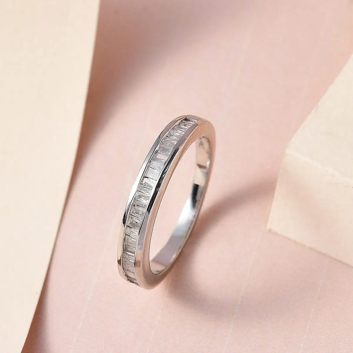 Diamond Half Eternity Band Ring in Platinum Over Sterling Silver (Size 10.0) 0.33 ctw image number 1
