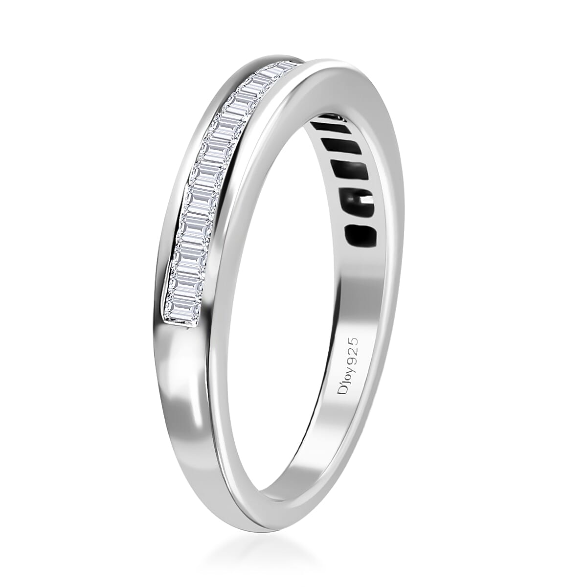 Diamond Half Eternity Band Ring in Platinum Over Sterling Silver (Size 10.0) 0.33 ctw image number 3