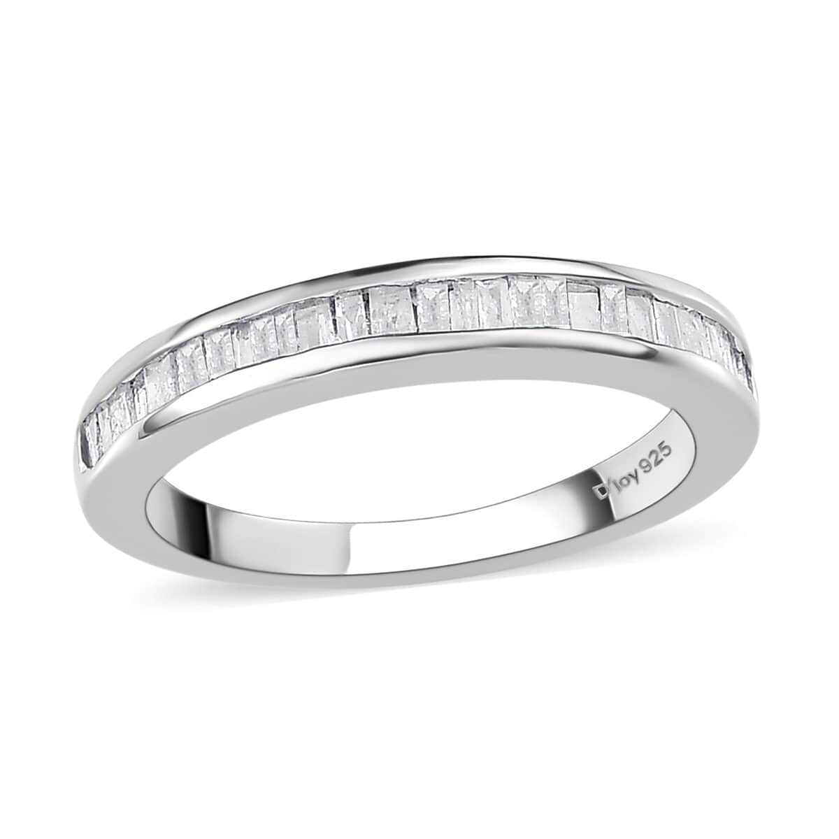 Diamond Half Eternity Band Ring in Platinum Over Sterling Silver (Size 9.0) 0.33 ctw image number 0