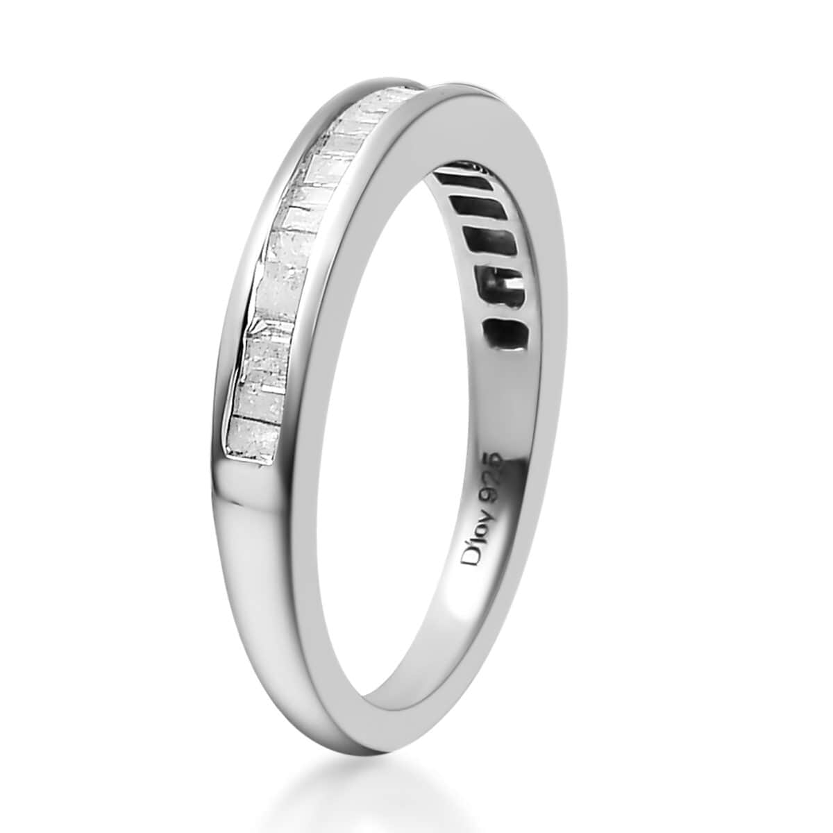 Diamond Half Eternity Band Ring in Platinum Over Sterling Silver (Size 9.0) 0.33 ctw image number 5