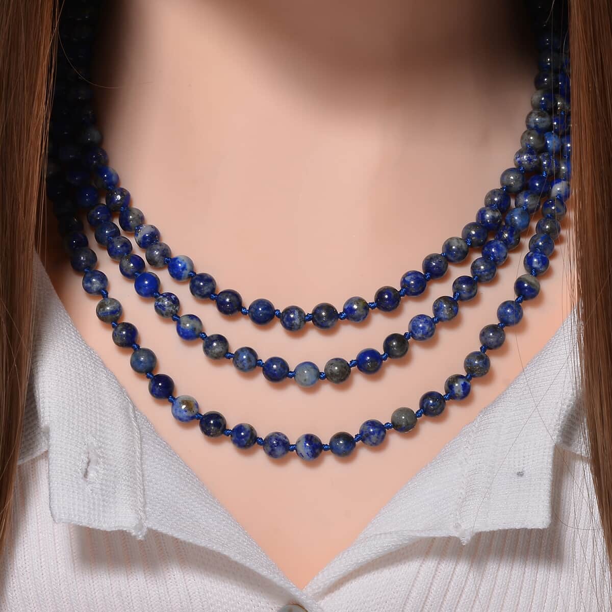 Lapis Lazuli Beaded Endless Necklace 60 Inches 365.00 ctw image number 1