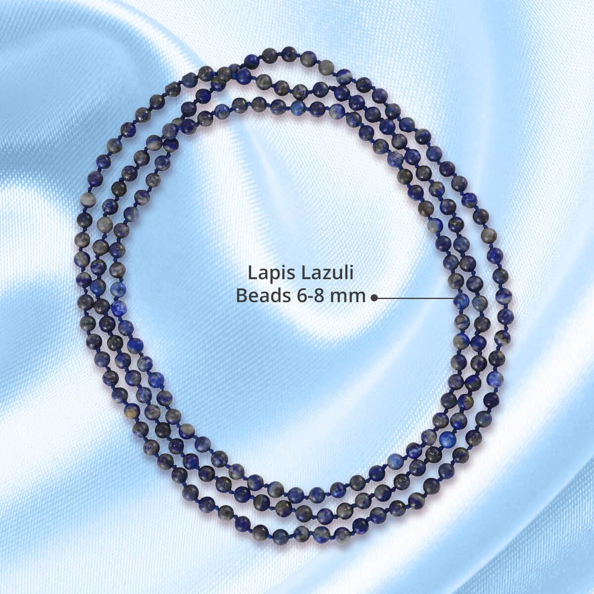 Lapis Lazuli Beaded Endless Necklace 60 Inches 365.00 ctw image number 4