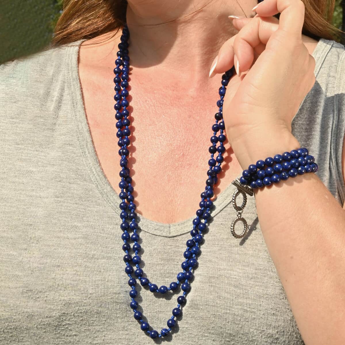 Lapis Lazuli Beaded Endless Necklace 60 Inches 365.00 ctw image number 5