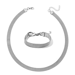 Mesh Bracelet 7.50 Inch and Necklace in Stainless Steel (20.00 In) 23.10 Grams