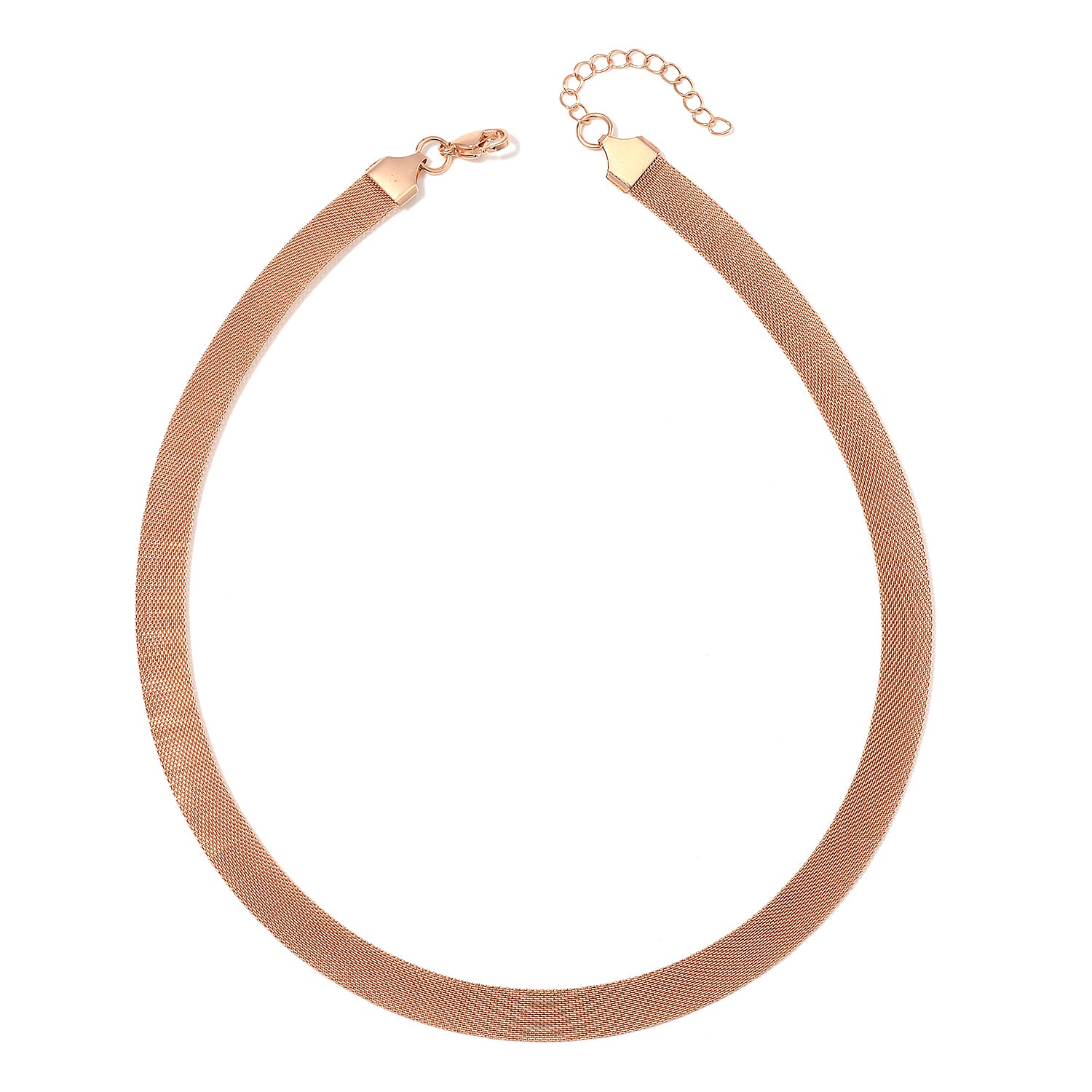 Mesh Bracelet 7.50 Inch and Necklace in ION Plated Rose Gold Stainless Steel (20.00 In) 23.10 Grams