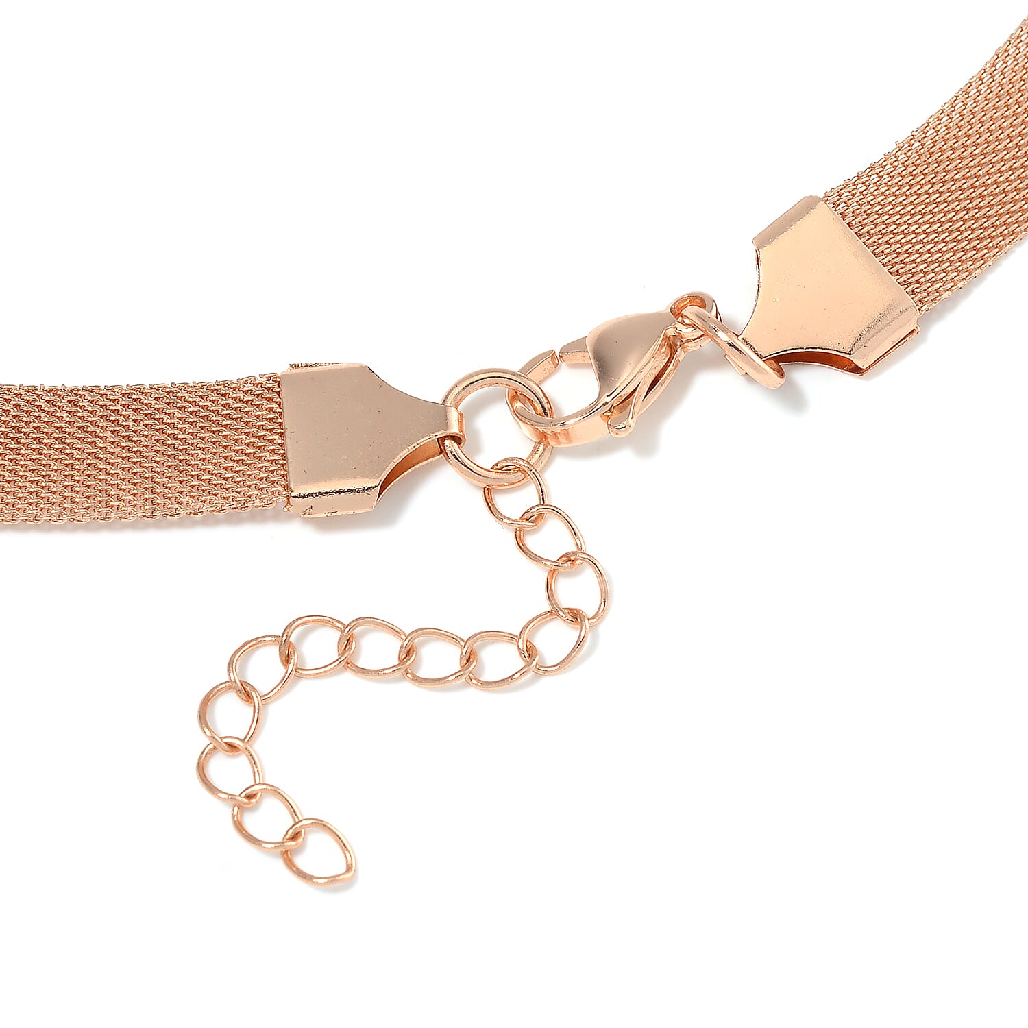 Mesh Bracelet 7.50 Inch and Necklace in ION Plated Rose Gold Stainless Steel (20.00 In) 23.10 Grams