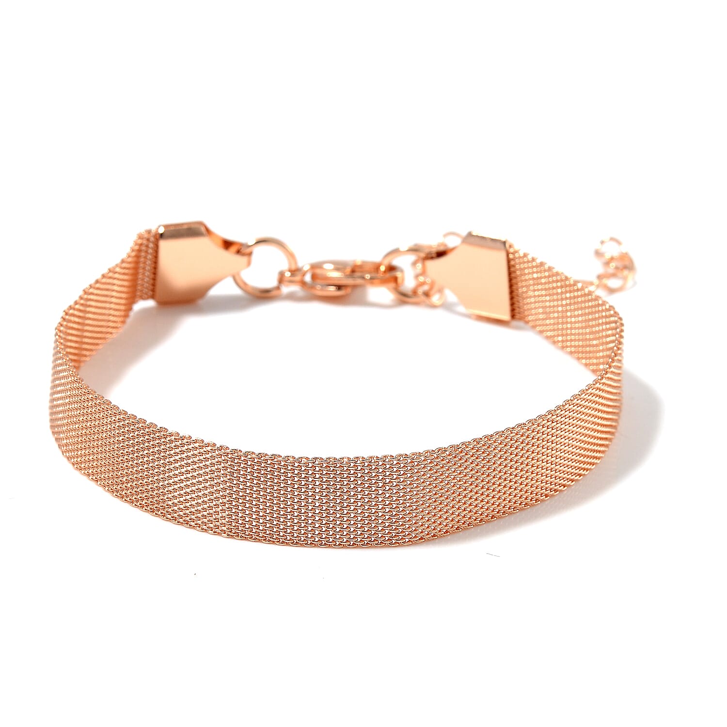 Mesh Bracelet 7.50 Inch and Necklace in ION Plated Rose Gold Stainless Steel (20.00 In) 23.10 Grams