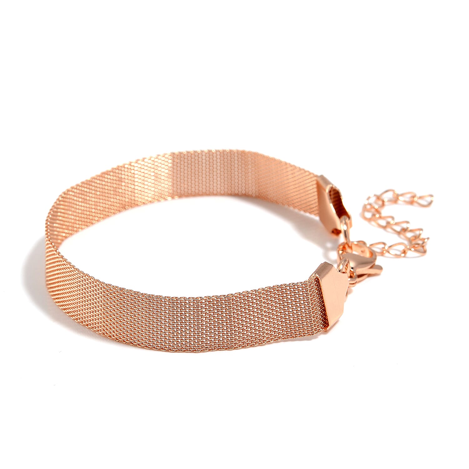 Mesh Bracelet 7.50 Inch and Necklace in ION Plated Rose Gold Stainless Steel (20.00 In) 23.10 Grams