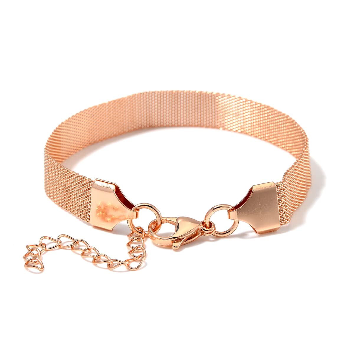 Mesh Bracelet 7.50 Inch and Necklace in ION Plated Rose Gold Stainless Steel (20.00 In) 23.10 Grams image number 7