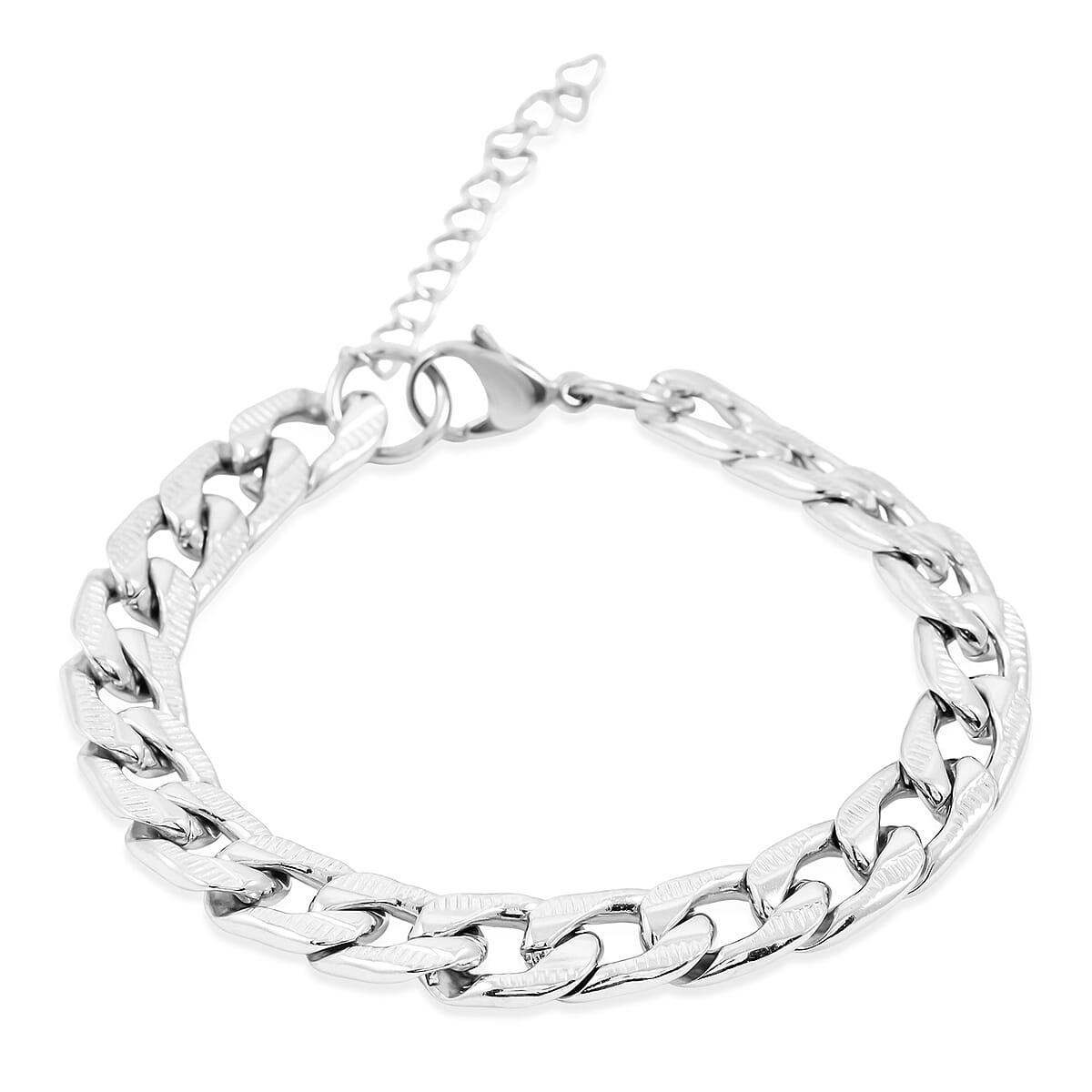 Curb Bracelet and Necklac in Stainless Steel image number 5