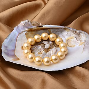 Golden Color Shell Pearl Stretch Bracelet