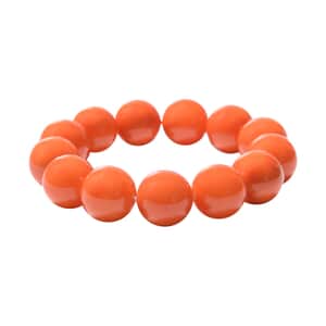 Ankur Treasure Chest Living Coral Color Shell Pearl Stretch Bracelet