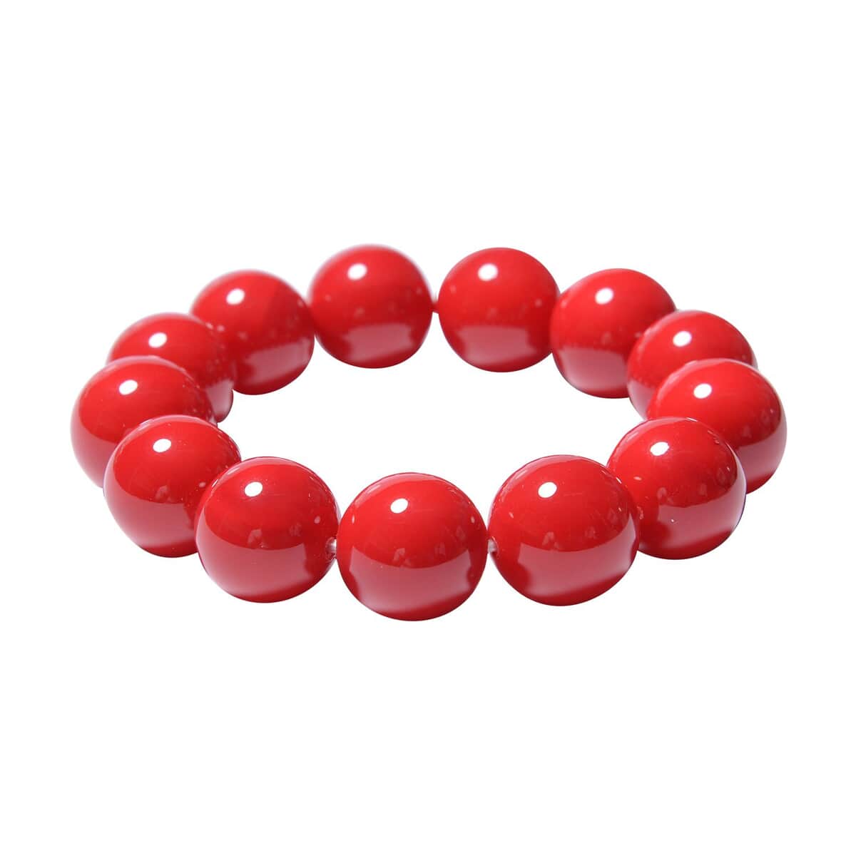 Ankur Treasure Chest Red Color Shell Pearl Stretch Bracelet image number 0