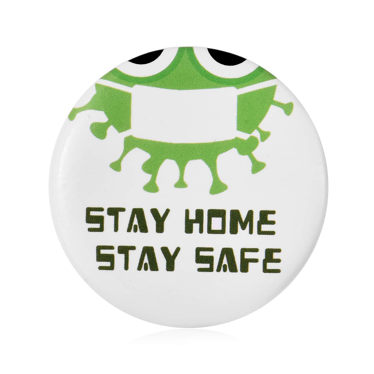 Stay Home Stay Safe Green Button Pin image number 0