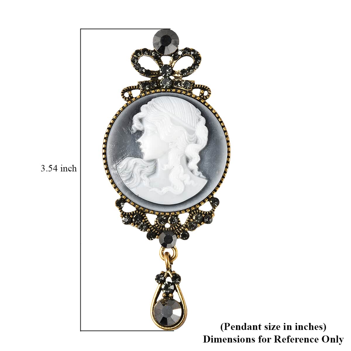 Gray Austrian Crystal Cameo Brooch in Goldtone image number 4