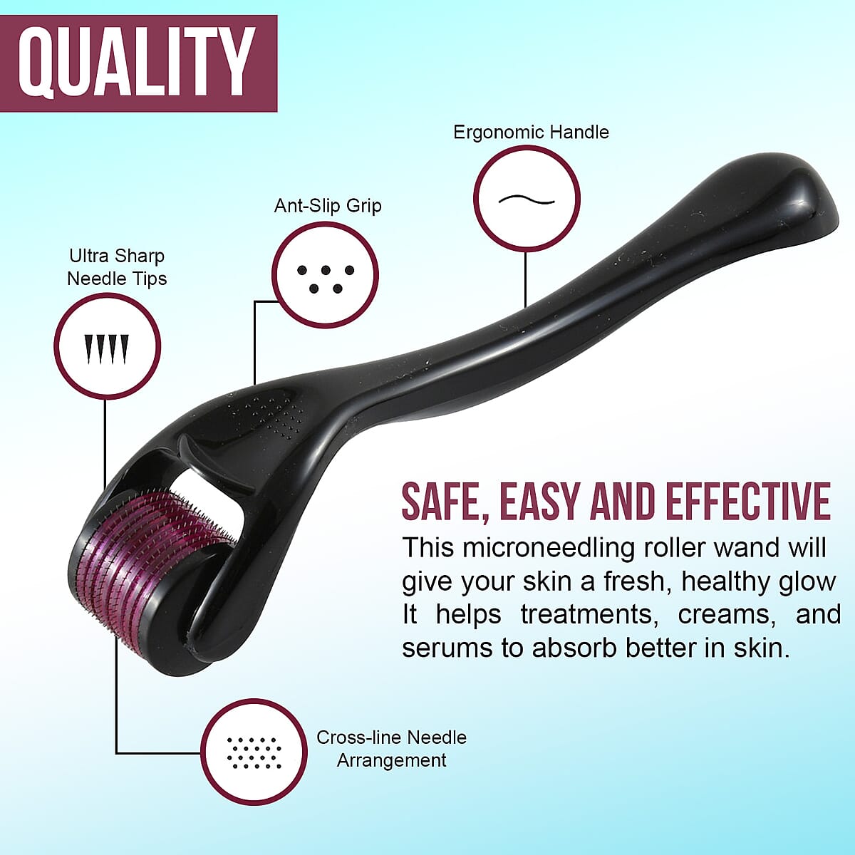 DANIELLE Creations Microneedling Roller Black Wand with Case (Needle Size -0.50 mm) image number 1