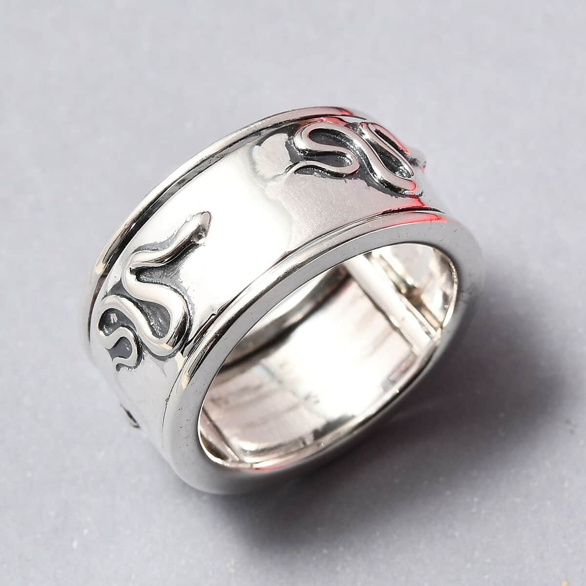 Sterling Silver Snake Spinner Ring, Fidget Rings for Anxiety, Stress Relieving Anxiety Ring Band, Promise Rings 6 g (Size 8) image number 1